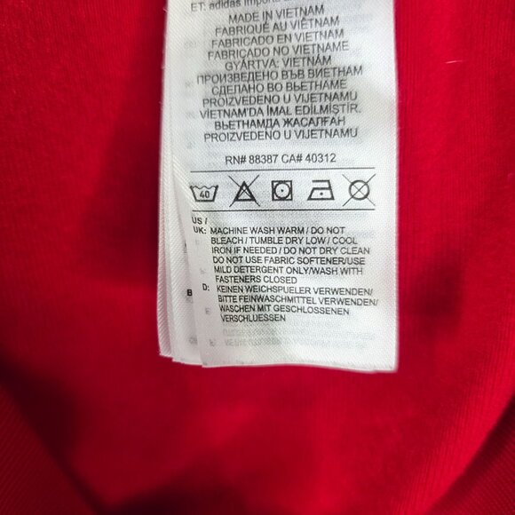 Mens Adidas Red Track Jacket Black Stripes Full Zip 100% Polyester Size L - Picture 8 of 8